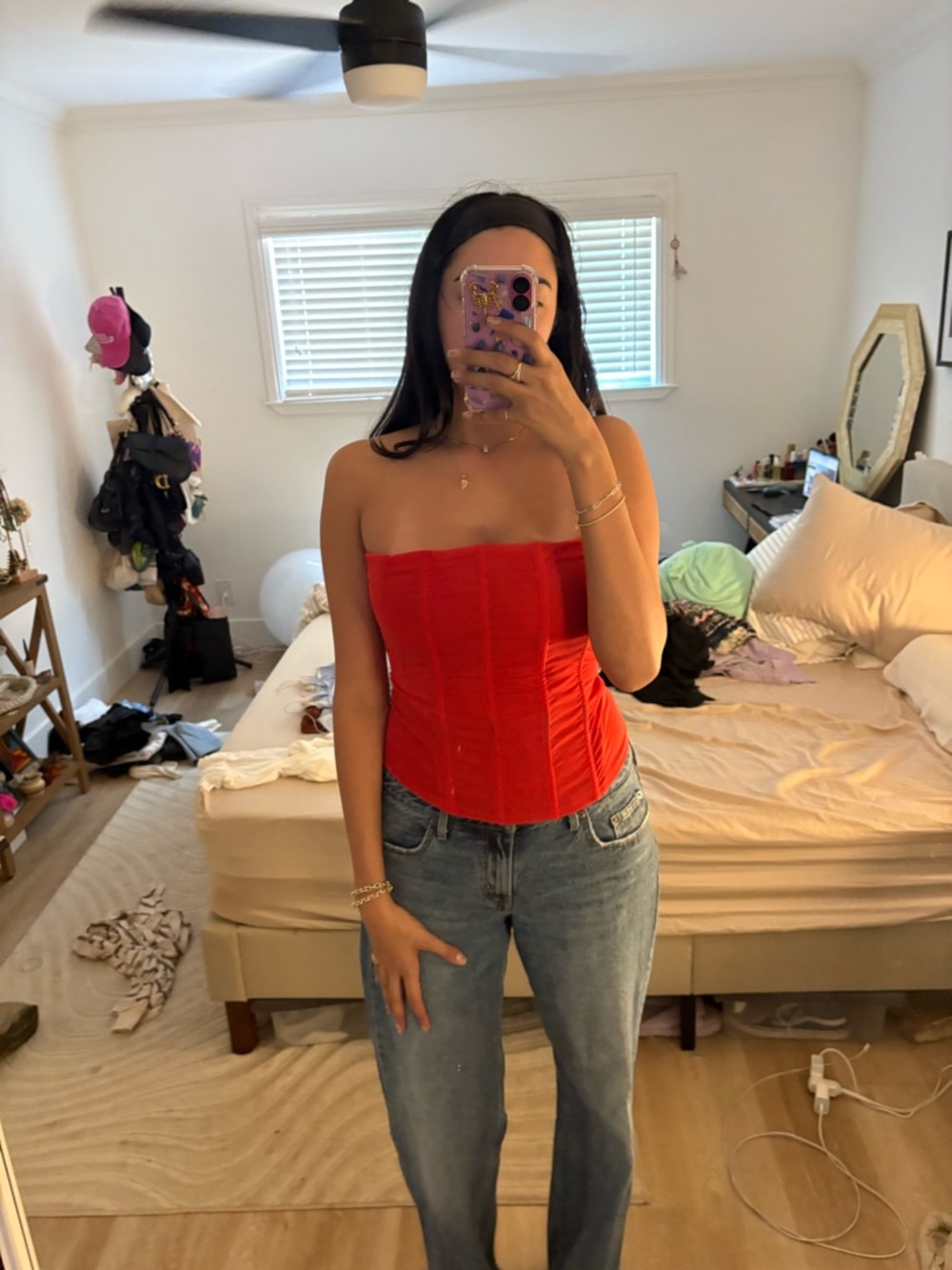 Miaou Red Strapless Corset Top